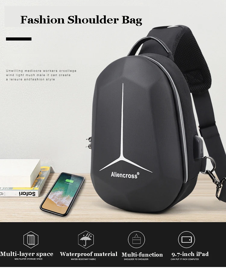 Sac Bandoulière Homme - Avec Connexion USB - Fenruien - Sac Bandoulière