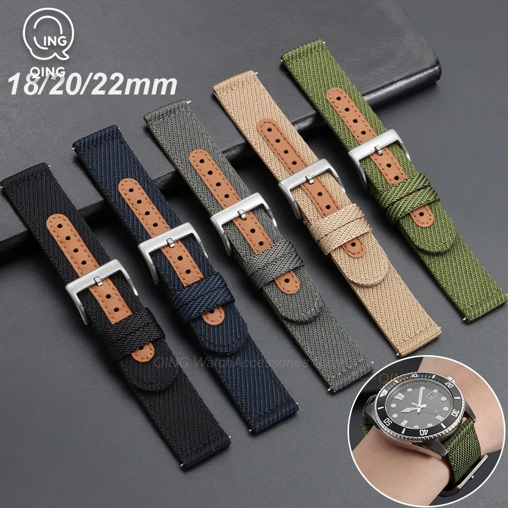 Enhanced Product Title: Durable Nylon Military Sport Watch Strap - Breathable & Soft Wristband