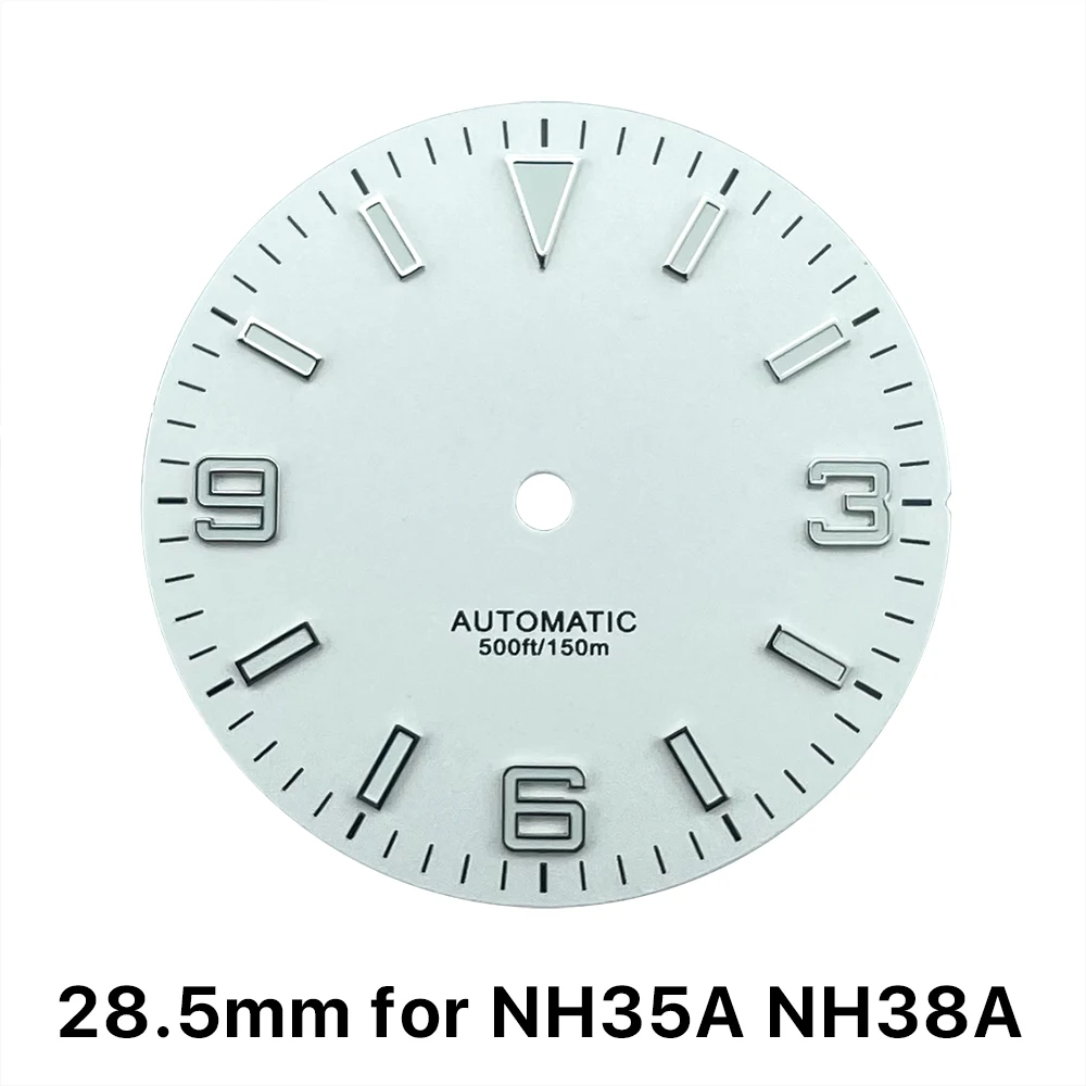 Black and White 28.5mm Watch Dials with BGW9 Lume - No Date Feature