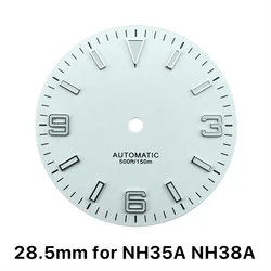 Black and White 28.5mm Watch Dials with BGW9 Lume - No Date Feature (White)
