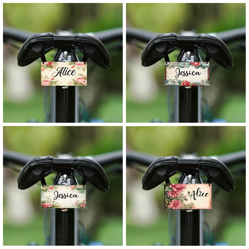 

1pc Beauty Flower Personalized Name UV Print Wall Hanging Sign Art Plaque For Bicyle License Plate Home Decor