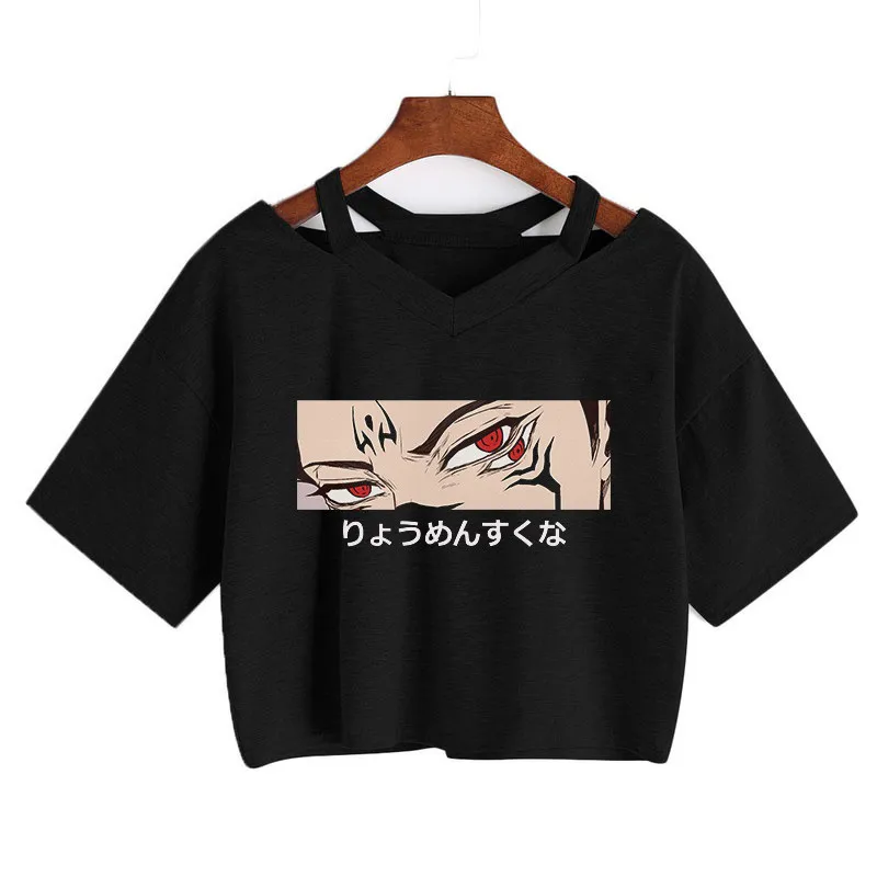 Harajuku Women's tshirt Japanese Anime graphic Print Crop tops  short Loose Tee shirt Gothic Vintage Top y2k clothes aesthetics