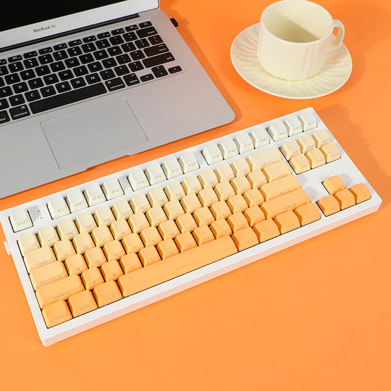 Backlit Keycaps Transparentes para Teclado Interruptor mx Perfil Oem Lado e Impressão Superior Pbt Gradiente de Laranja Gk61 75 87 104 - Imagem 5