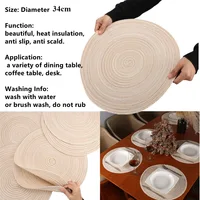 Set of 6 Round Placemats and Coasters Braided Woven Place Mats Washable Heat Resistant Table Mats and Coasters for Dining Table 2