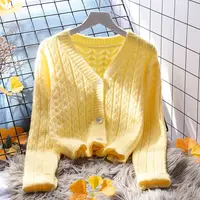 Women's Knitted ort Cardigan Spring  Pure Color Versatile Top V-ne Single-button Long Sve Regular Fit Spring Faion
