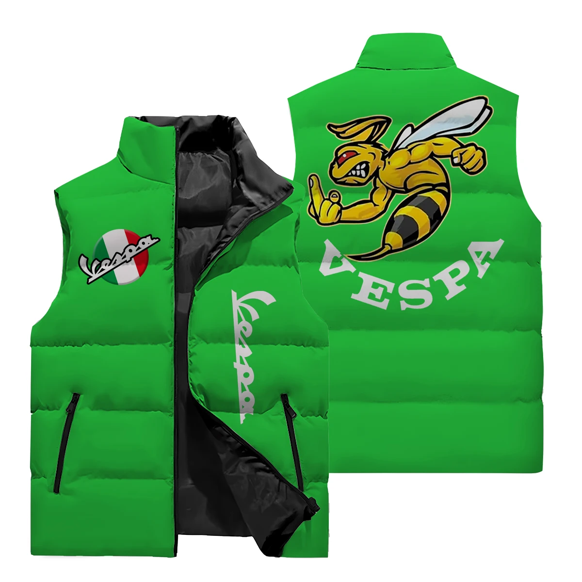 Street Wear Vest Y2kvespa Pattern Printed Oversized Jacket Sports Shirt Men's Puck Clothing Set Men's Sleeveless Down Jacket down jacket mens jacket
