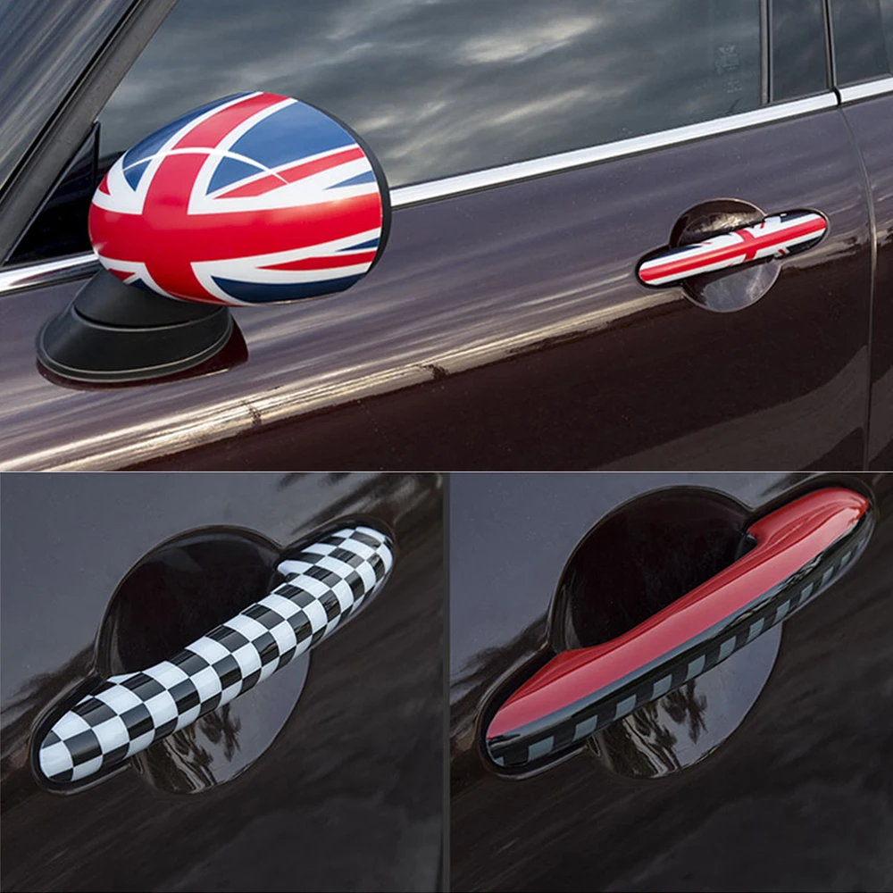 

4Pcs Car Door Handle Knob Cover Trim Stickers Decal For M Coope r One S J C W F 54 F 55 Club F 60 Country Styling Accessories