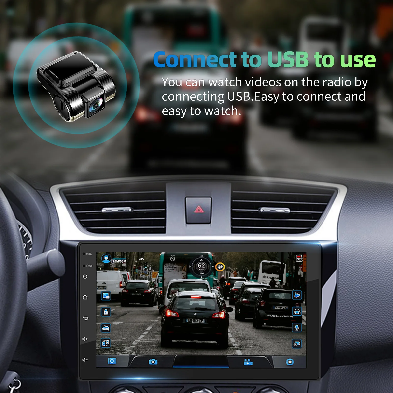 ESSGOO Android 14 7" 6+128G 2 DIN 8-Core Universal Autoradio Wireless Carplay Android Auto GPS Navigation AM RDS Bluetooth WIFI 4G SWC Mirror Link Multimedia Videoplayer Touchscreen Head Unit – Detail 15