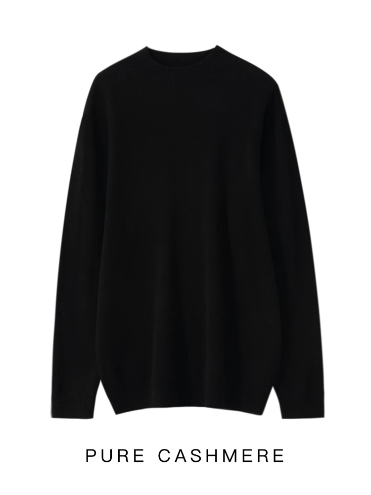 New Men's 100% Merino Wool Mock Neck Pullover Cashmere Sweater Soft Warm Jumpers Quality Casual Smart Knitwear Basic Tops Clothi 4