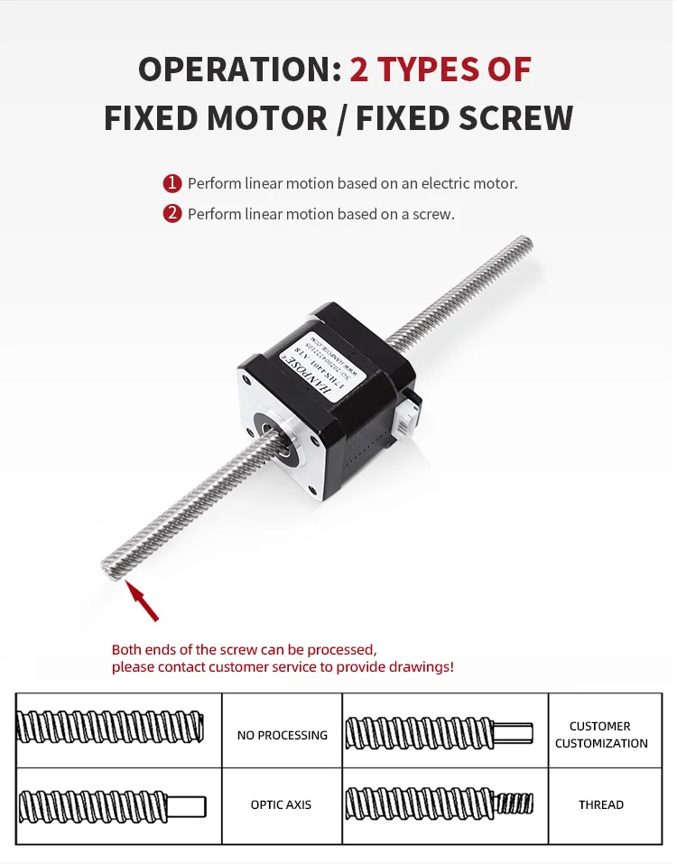 Description Picture 3 of itemNEMA17  42 through-type stepper motor 1.7A 40N.CM 400MM 4lead 40mm 42HA40-T8*8 motor for CNC worm wheel edging machine