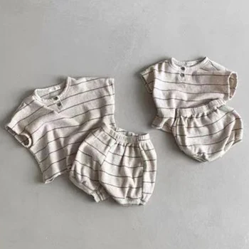 0-3Y Baby Clothing Set Summer Lining Girls Sports Set Striped Tee and Bloomer 2Pcs Boy Clothes Suit Outfits Infant Clothing Set 1