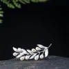 New 100% S925 Pure Silver Suit Exquisite Dress Jacket Freshwater pearl Women's Men Brooch olive Branch Accessories Jewelry 3
