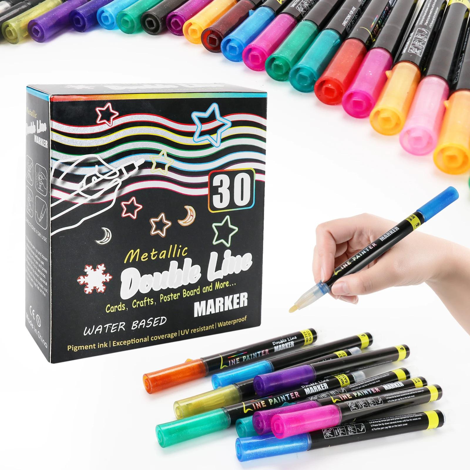 

30 Colors Double Line Outline Art Pen Marker Pen Metallic Color Highlighter Magic Scrapbooking for Art Painting School Supplies