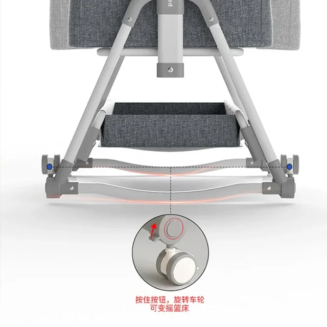 Portable and Movable Baby Crib Foldable and Adjustable Height Splicing Large Bed Modern and Simple Baby Cradle Bed 3