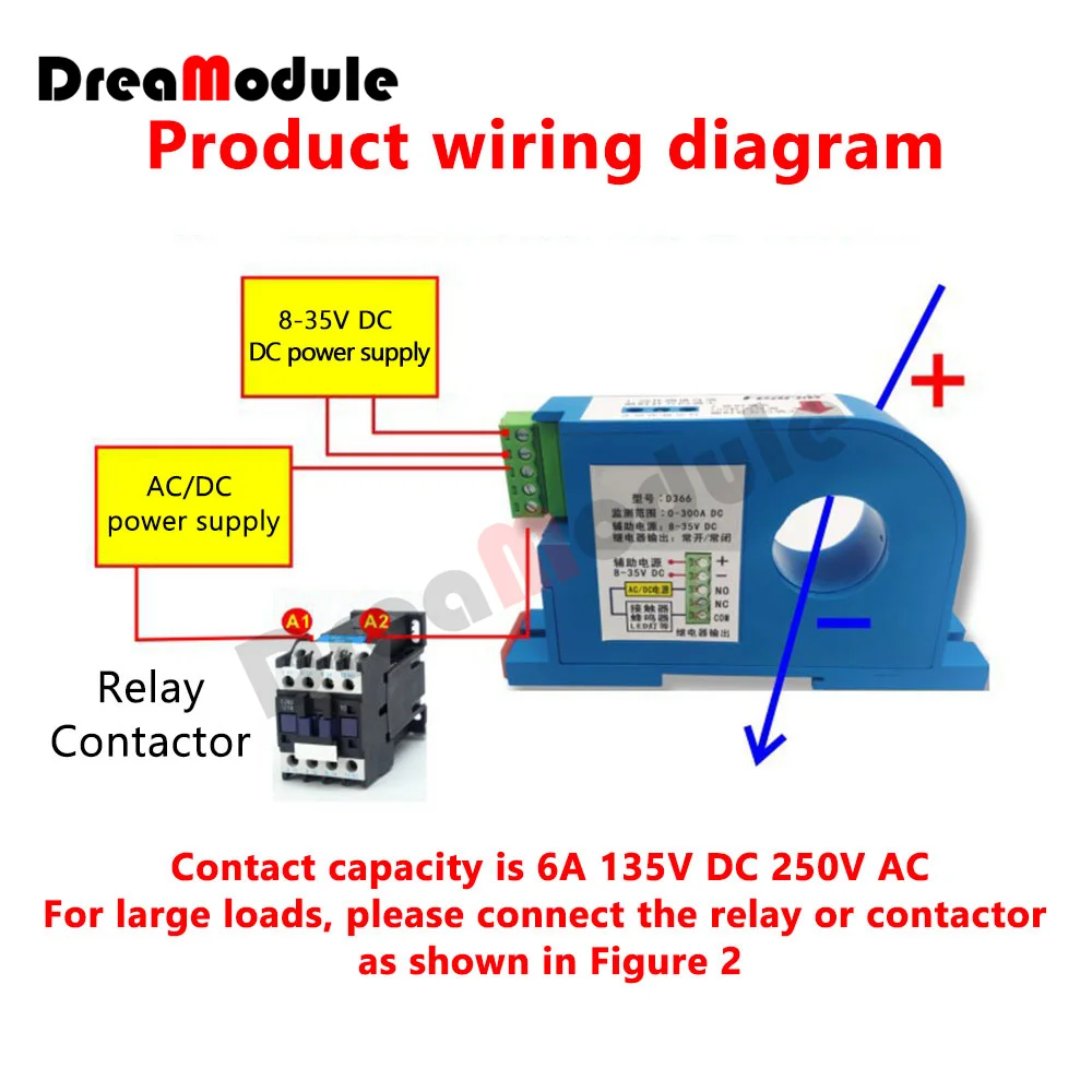 D366-300A DC Embedded DC interruttore di rilevamento della corrente modulo di induttanza reciproca protezione da sovraccarico controllo del collegamento sensore Hall D360