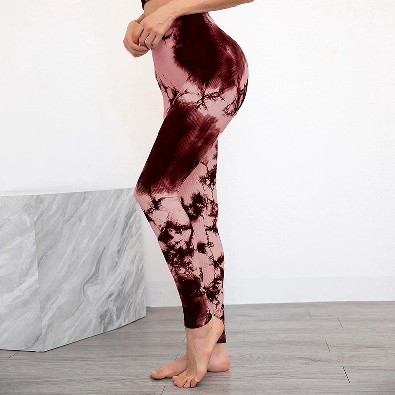 fleece leggings ASHEYWR New Tie Dye Seamless Leggings Women Knitted Slim High Waist Workout Legging High Elastic Push Up Fitness Legings Female white leggings