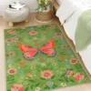 Machine Washable Rugs Soft Non Slip Pink Carpet for Living Room Butterfly Floral Print Floor Mat Bedroom Bedside Plush Rug Ковер 3