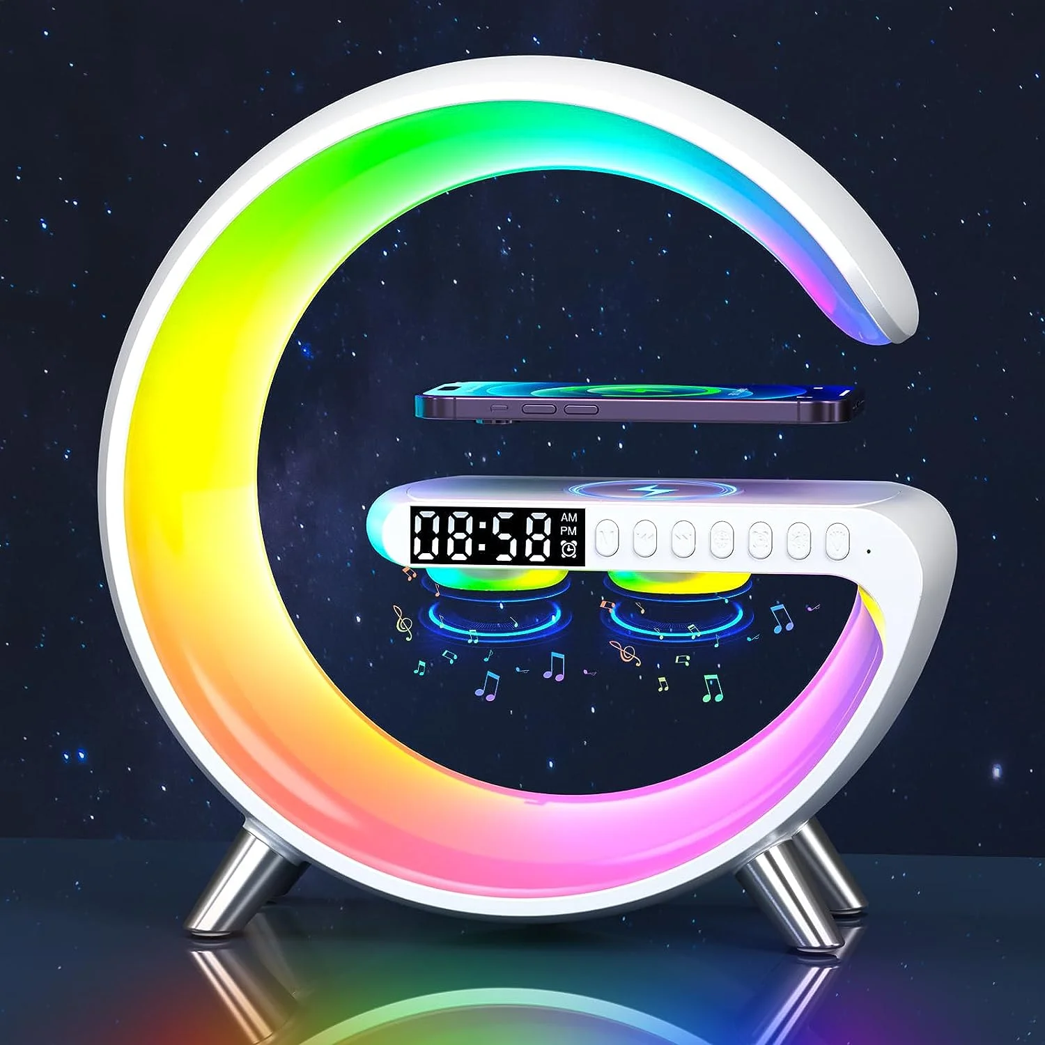 Tw N69 2023 Smart Home Gadgets APP Control RGB Light Wireless Charger with  Alarm Clock Bluetooth Speaker Wake up Lightr Bedside - China Bluetooth  Speaker and Bluetooth Speaker Bluesky Enterprises Co price