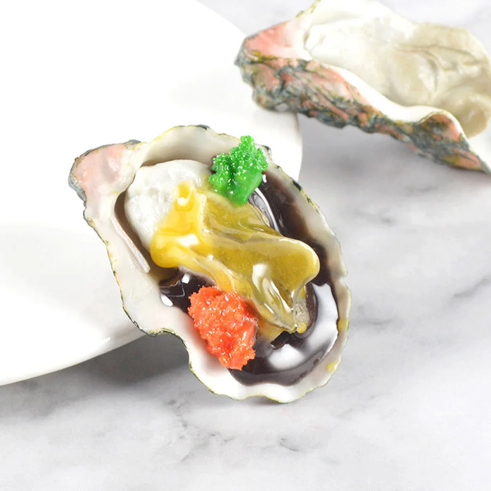 

2pcs Fake Oysters Artificial Shellfish Seafood Model Home Kitchen Party Decor Display Prop