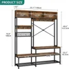 Entryway Hall Tree with Bench and Shoe Storage 55, 5-in-1 Farmhouse Freestanding Coat Rack Shoe Bench for Entrance, Living Room 3