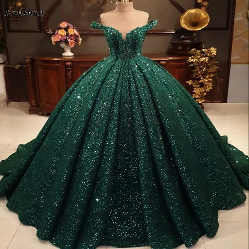 

Fanshao wd618 Velvet Sequined Quinceanera Dress Ruffled Ball Gown Sparkly Sweet 16 Year Princess Dresses For 15 Years Vestidos