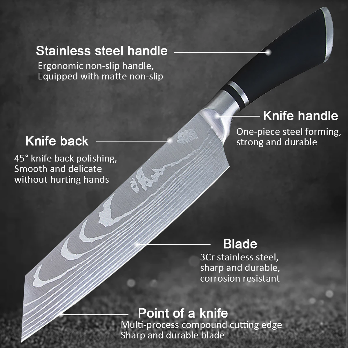 Chef Knife 8 Inch Damascus Chef' Knife Japanese  Knife Stainless Steel  Kitchen Tool Santoku Meat Cleaver Cooking Kitchen Knife