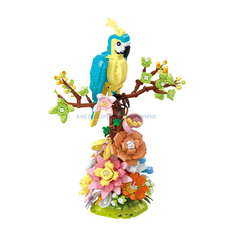 Pappagallo Fiore Albero Moc 101-17 Building Blocks Bird Home House Office Ornament Model Bricks Collection Set Di Giocattoli Creativi Per Regalo