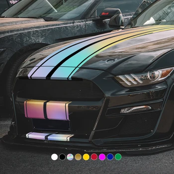 Kit adesivi per auto da 6 pezzi, decalcomanie in vinile per tutto il corpo, design a strisce da corsa per la modifica dell'auto esterna della porta del cofano del tetto (multicolore)