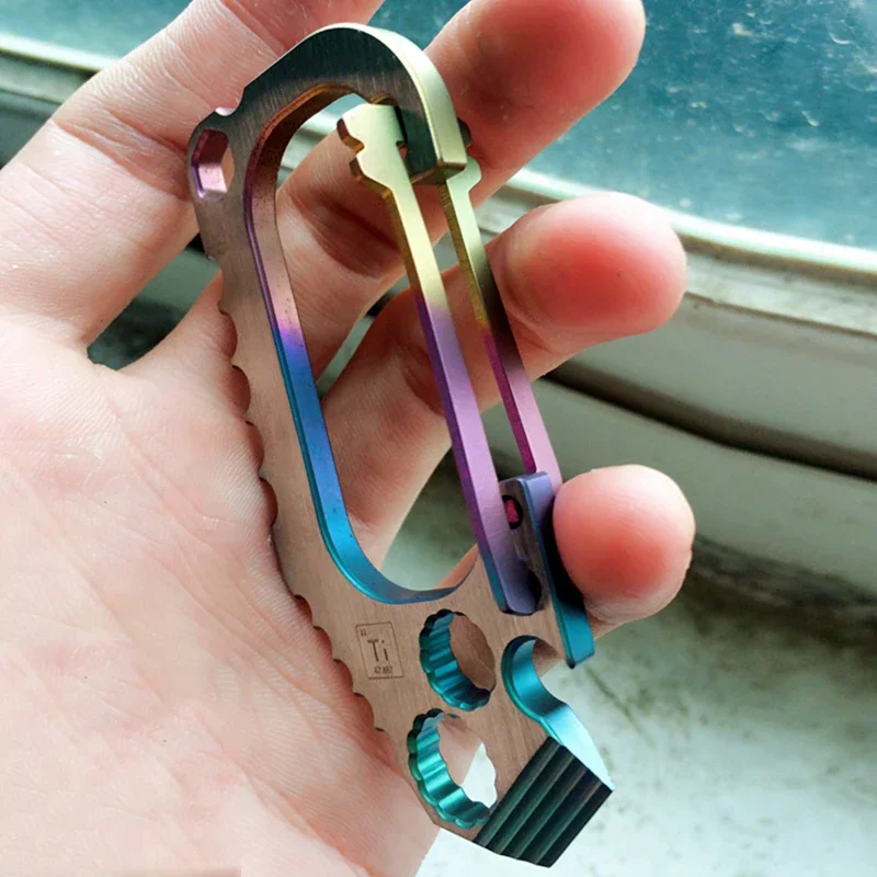 EDC 서바이벌 캠핑 하이킹 야외 티타늄 합금 EDC 도구, 다기능 포켓 도구, 오프너 버클 렌치 EDC