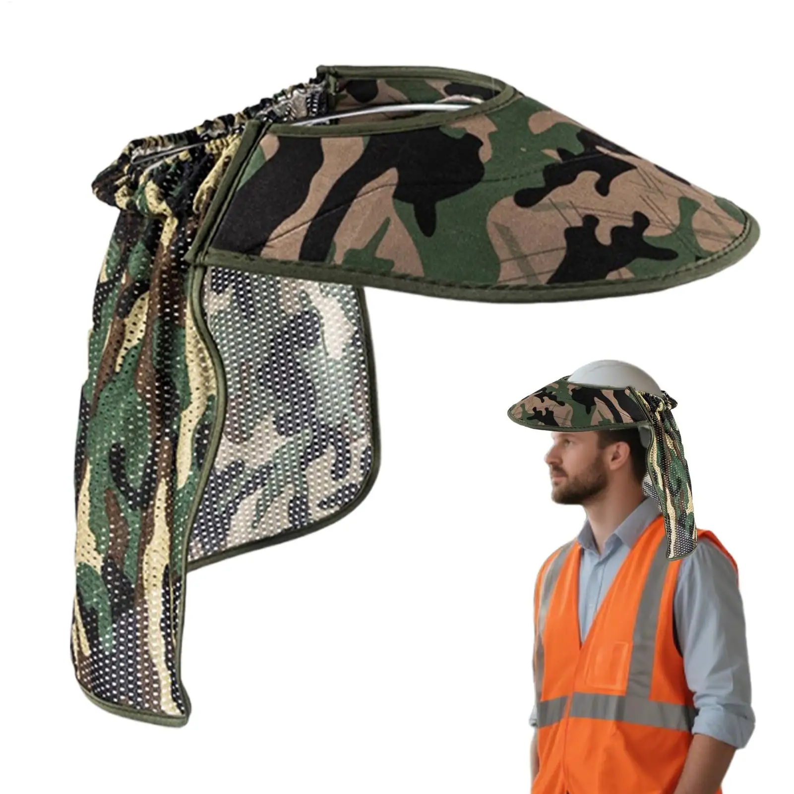 Hard Hat Sun Shade Full Brim Mesh Sun Shield with Reflective Strip Visor Neck Shade Full Brim Hard Hats Accessories Neck Protect