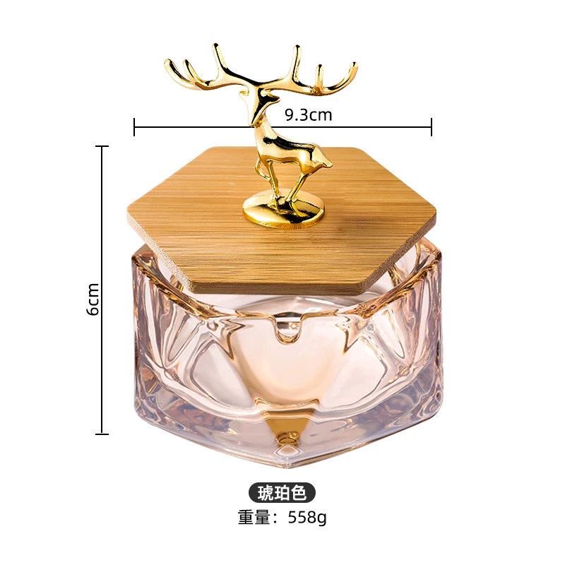 Household Crystal Glass Ashtray with Cover To Prevent Fly Ash Luxury Trend Living Room Decoration Office Decoration Elk Ashtray portable ashtray cigarettes ashtray silicone ashtray stainless steel ashtray metal ashtray