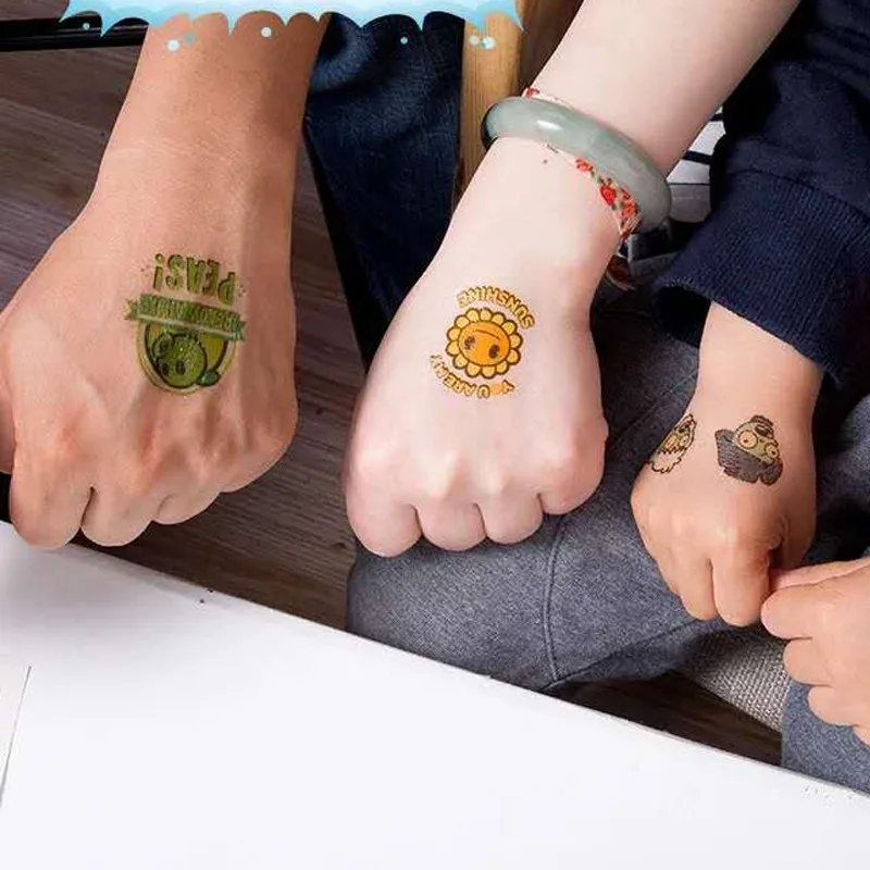 9 Sheets Plant Vs Zombies Waterproof Temporary Tattoo Sticker Party Supplies tattoo sticker temporary tattoo sticker