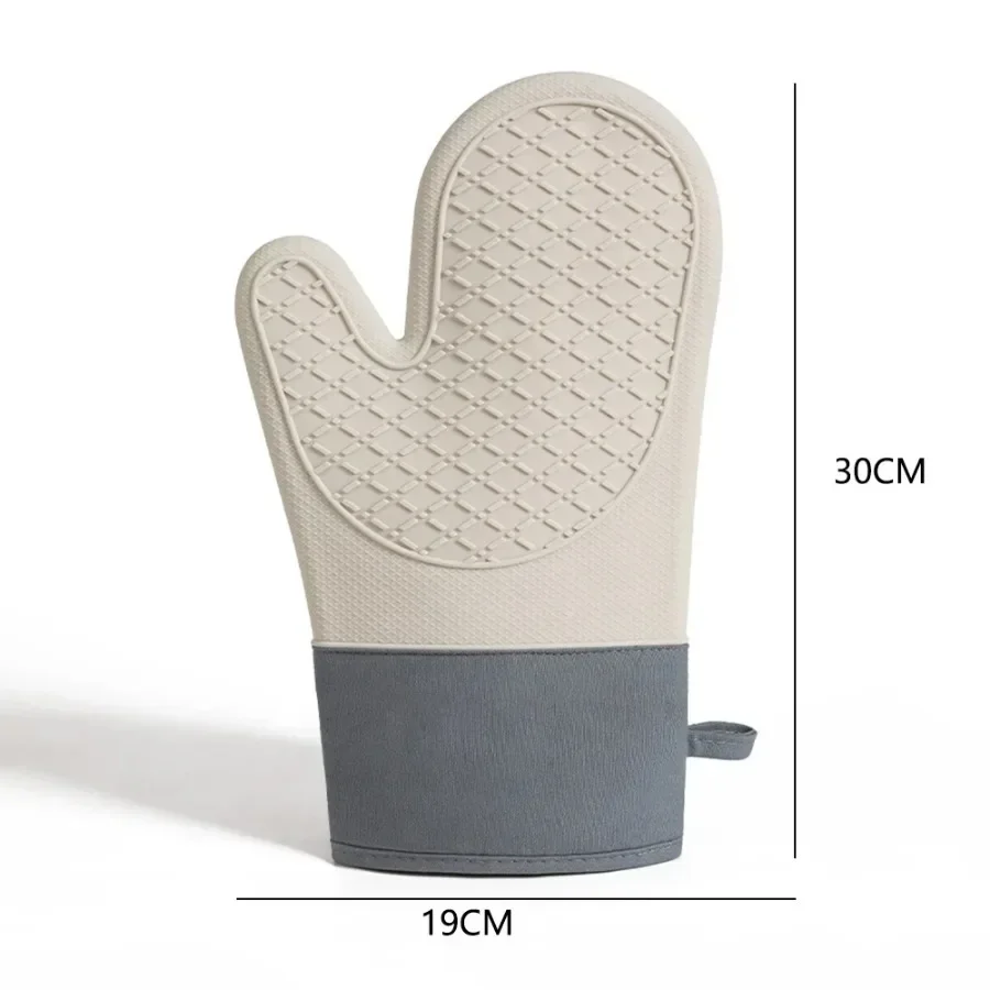 2PCS Silicone Oven Gloves Heat Insulated Finger Design Thickened Anti Scalding for Kitchen