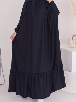 Ramadan Abaya Middle Eastern Muslim Solid Color Long Robe Kaftan, Chador Headscarf Dress, Islam Kebaya For Women Dubai Khimar