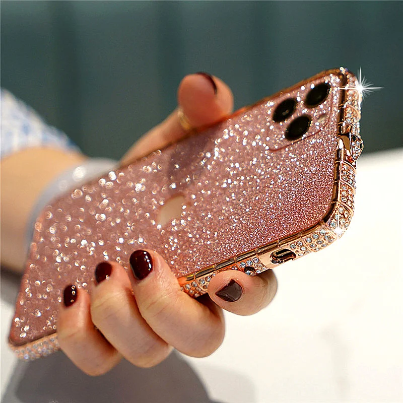 Luxury Rhinesone Metal Bumper Case For Iphone 13 12 11 Pro Max Xs Max Xr X 8 Glitter Bling Diamond Crystal Jewelled Frame Cover
