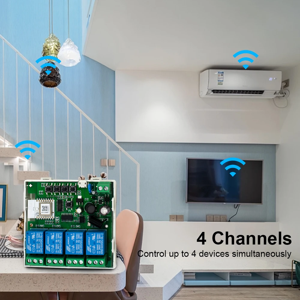 Zigbee-interruptor Inteligente de Gateway rf Controlo Remoto Tuya Light Bloqueio Automático Relé de Bloqueio Automático 10a 12v 24v ac dc Wifi 3.0 1way - Image 4