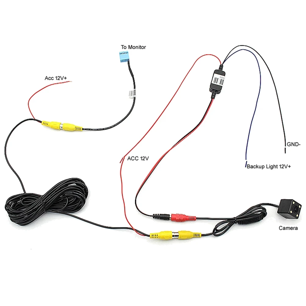 자동차 후방 카메라 RCA 비디오 후진 카메라 변환 케이블 지연 타이머 릴레이 필터 (MIB 파사트 티구안 골프 자스민용)