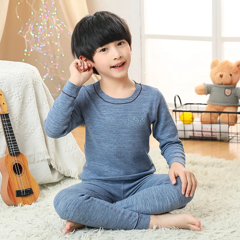 Children Underwear Suits Thermal Long Johns Fleece Cotton Sweater Winter Pajamas