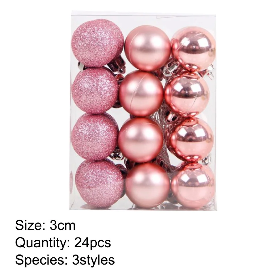 Christmas Pink Series Wreath Plastic Pine Branches Xmas Ball For Christmas DIY Wreath/Door Hanging Decorations Navidad DIY Tree_voghion.com