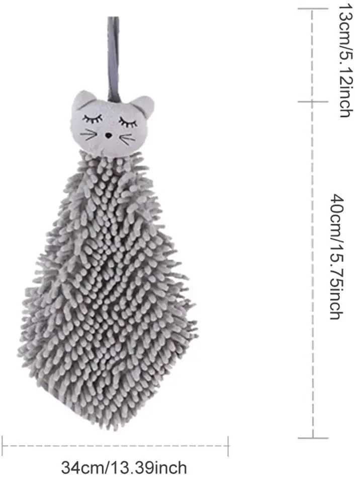 Description Picture 2 of itemCartoon Cute Wall-mounted Coral Velvet Hand Towel with Lanyard Strong Absorbent Hand Towels Suitable for Kitchen Bathroom