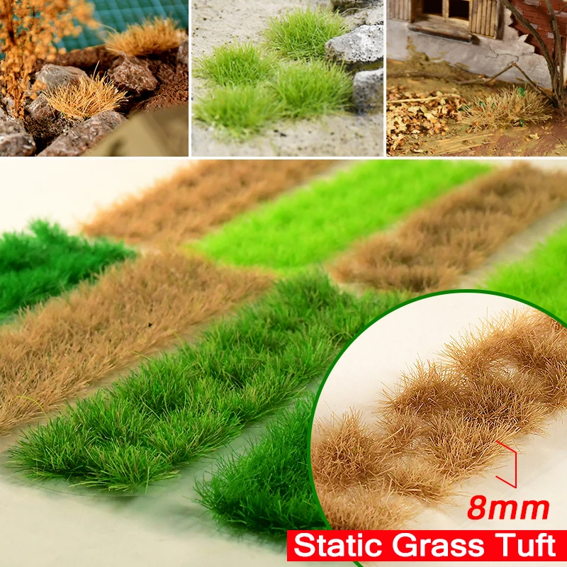 Simulation 8MM Static Grass Tuft Model Self Adhesive Plastic Materials For  Sand Table Railway Terrain Scene Layout Diorama Kits