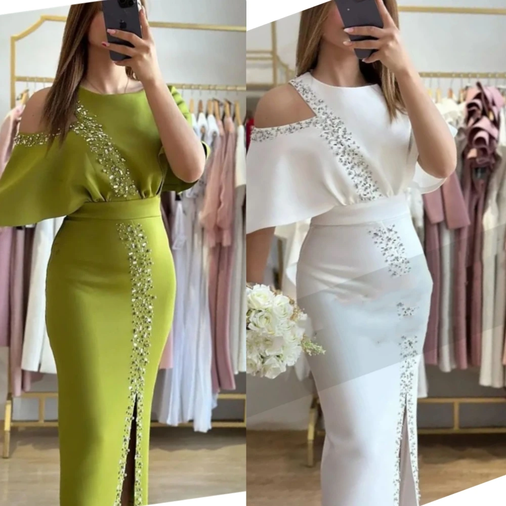 

Prom Dress Evening Ball Jersey Beading Celebrity A-line O-Neck Bespoke Occasion Gown Midi es Saudi Arabia