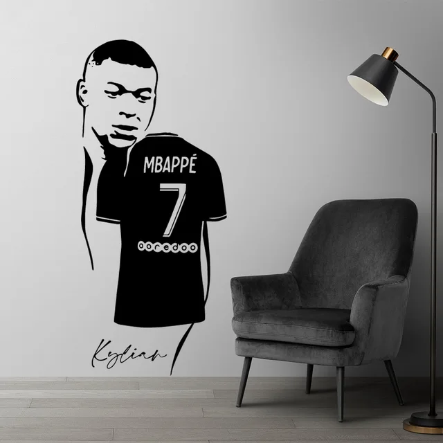 Muursticker football Mbappe - stickers muraux décoration chambre d'enfant  57X83CM