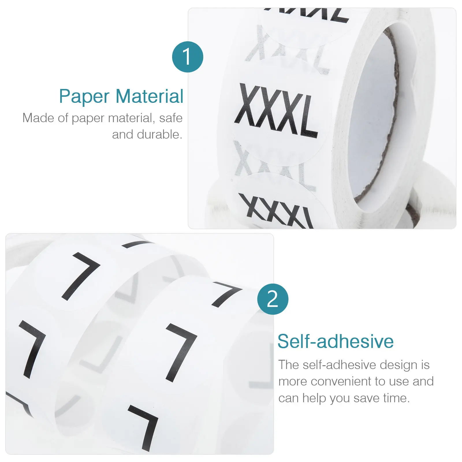 사이즈 라벨 스티커 의류 투명 접착식 원형 셀프 접착 사이즈 스티커 (옷, 티셔츠, 의류 소매용)