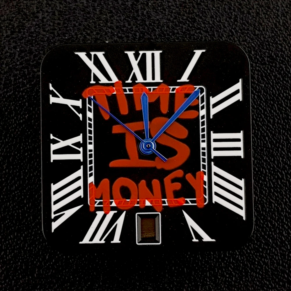 Square Dial 'Time is Money' Customized Watch Face for Premium Watch Accessories