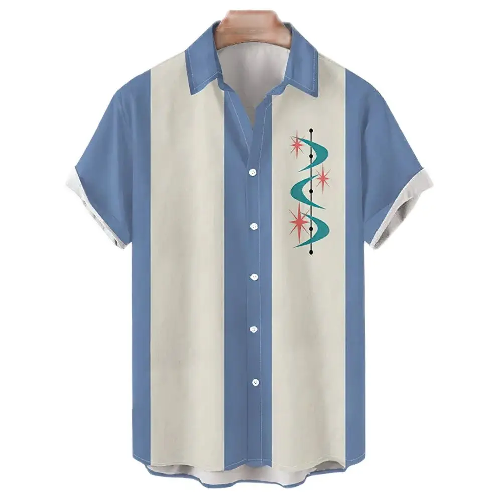 2022 Hawaiian Men's Striped Shirt Colourful Camisa 5xl Shirts For Men Casual Oversized Short Sleeve Tops Tee Shirt Men Clothing