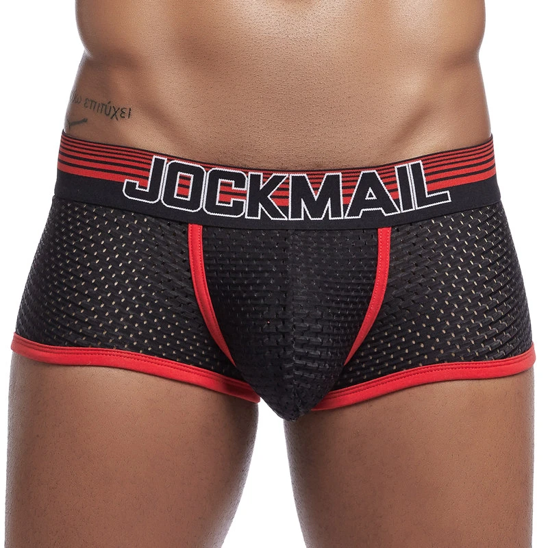 JOCKMAIL ropa interior Sexy de malla para hombre, de talla grande de cintura baja bóxer, de nailon suspensorio gay, tangas para niño| | AliExpress