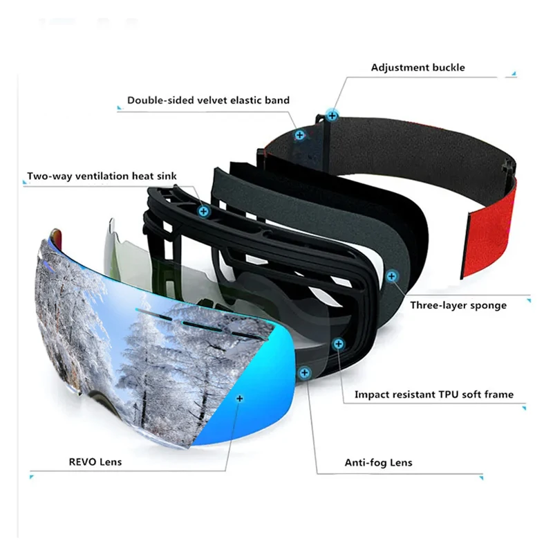 Ski Glasses Spherical Glasses Cover Night Vision Goggels Winter Snowmobile Man Women Cycling Ski skiing goggles, ski goggles