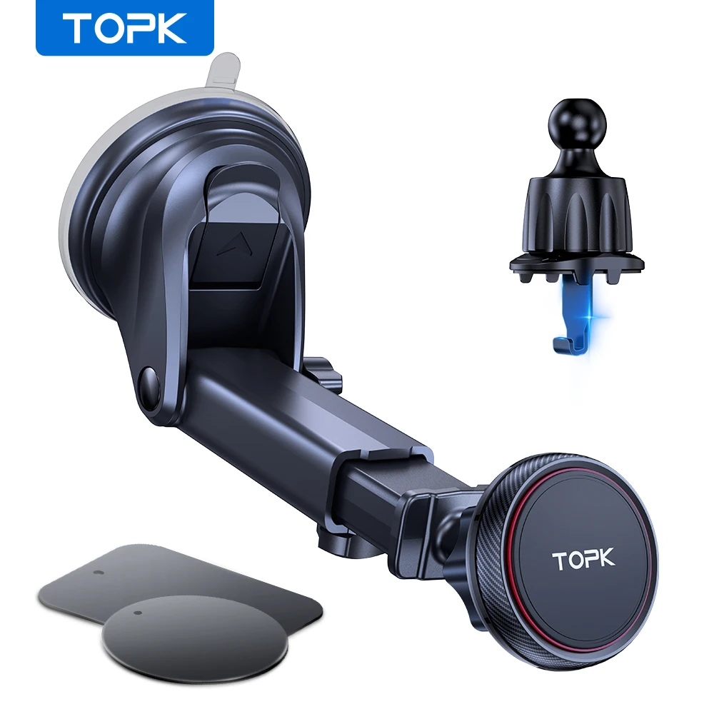 TOPK Universal Car Holder For Mobile Phone Holder Stand in Car Mount Phone Holder For Car 360