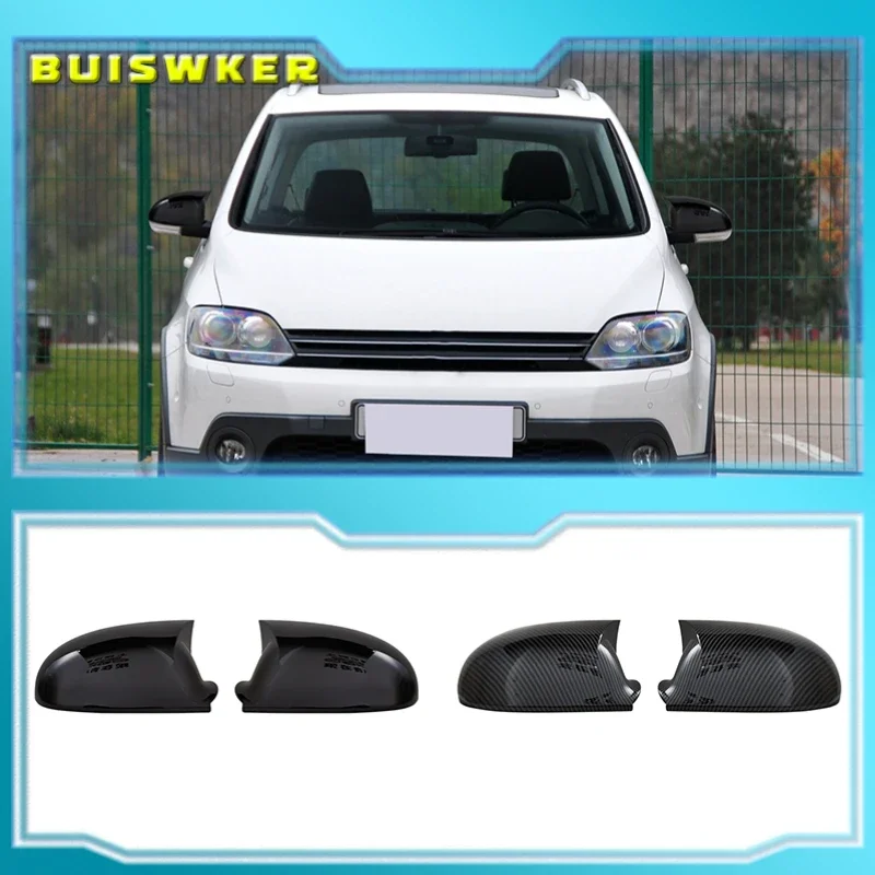2 Pieces Abs Plastic Bat Wing Mirror Covers Caps Rearview Mirror Case Cover Gloss Black Car Accessory For Volkswagen Golf Mk5 5
